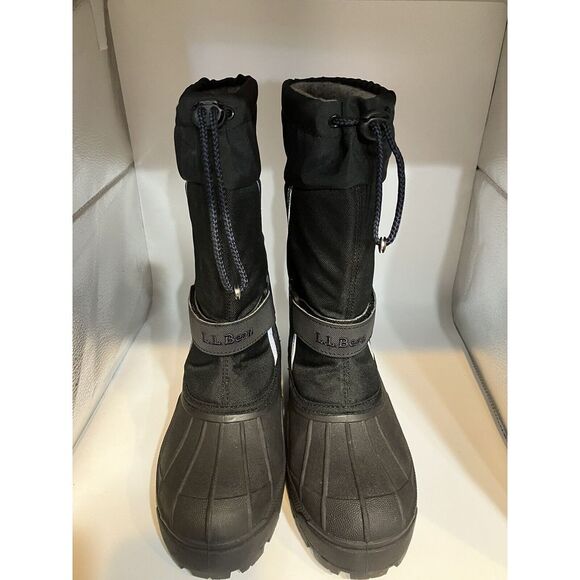 LL Bean Kids Snow Boots Northwoods Gray Felt Lined SZ 3 Black W/Navy/Gray-A14 - Picture 2 of 7